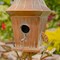 Copper Finish Iron Garden Birdhouse with Stake, Perch and Weather-Resistant Roof